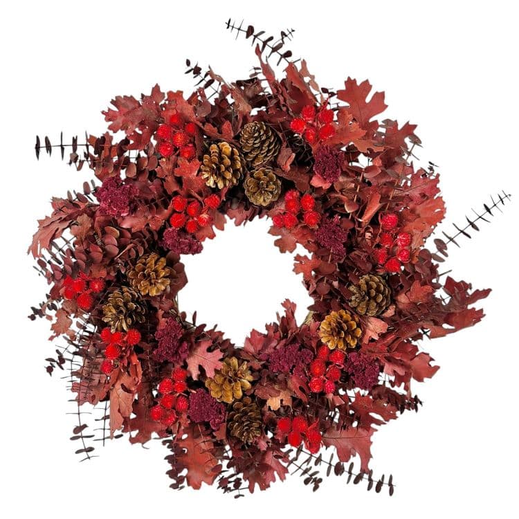 22"Moody Maroon and Red Foliage Wreath